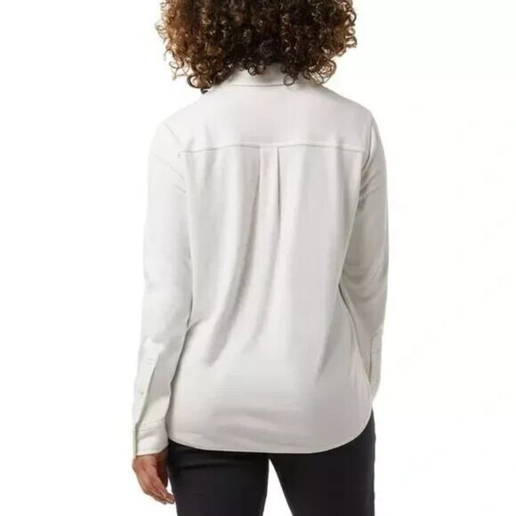 32 Degrees Ladies' Soft Fleece Button Up Shirt, Cream, 2XL - Picture 2 of 3